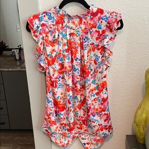 SHEIN Multicolor Floral Ruffle Blouse